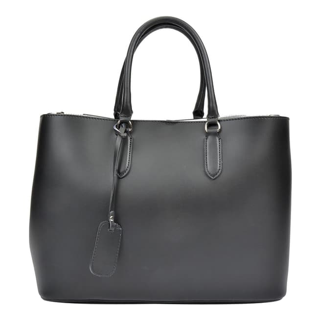 Anna Luchini Black Leather Tote Bag