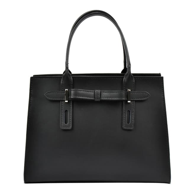 Mangotti Black Leather Top Handle Bag
