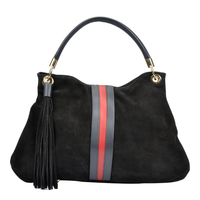 Renata Corsi Black Leather Tassel Tote Bag
