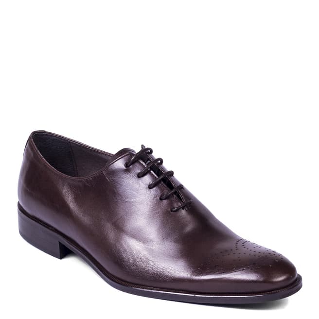 Ortiz & Reed Dark Brown Leather Punch Pattern Baddox Oxford Shoes