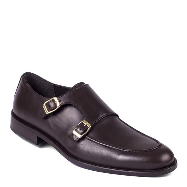 Ortiz & Reed Dark Brown Leather Bumonk Monkstrap Shoes