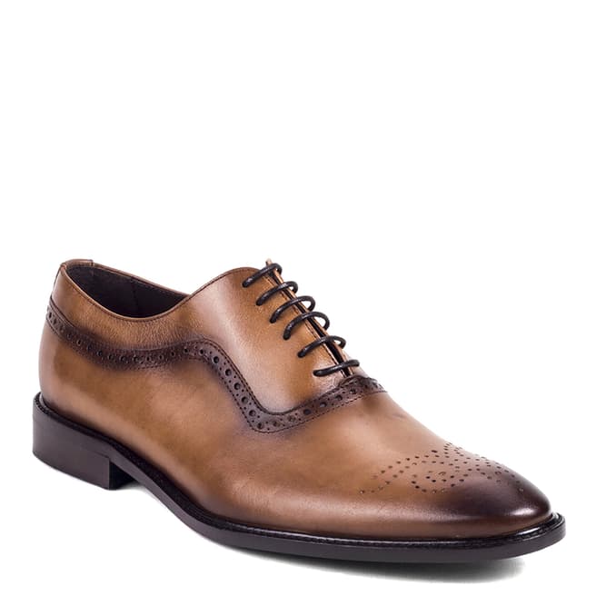 Ortiz & Reed Tan Brown Burnished Leather Calderon Oxford Shoes