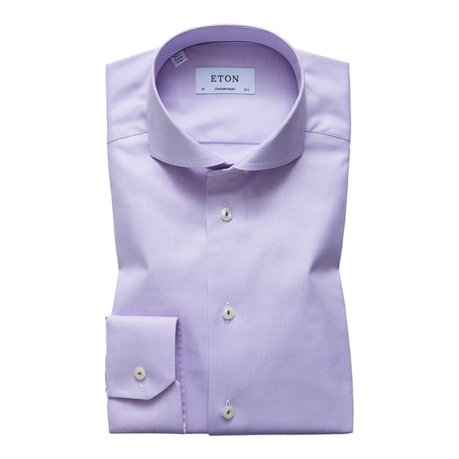 Eton Shirts Lilac Contempoary Micro Weave Cotton Shirt