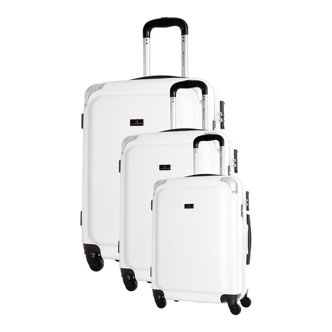 Platinium Set of 3 White Spinner Robinson Suitcases 50/60/73cm