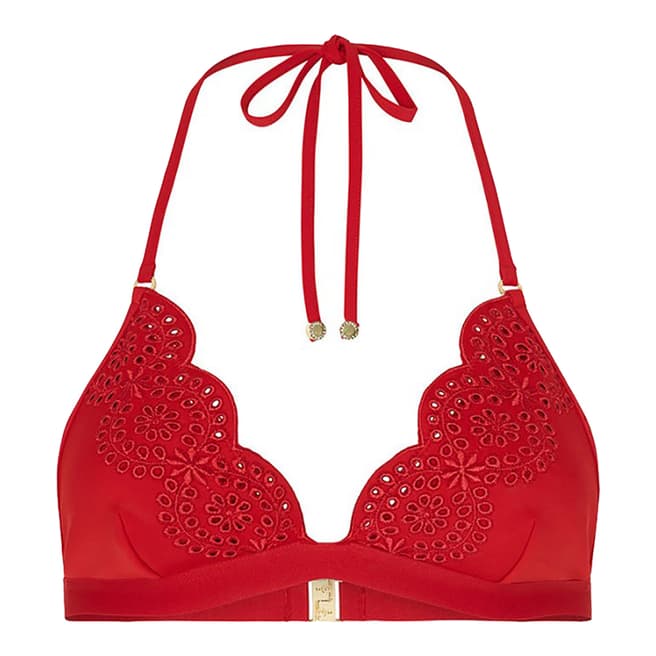 Stella McCartney Red Broderie Anglaise Triangle Top