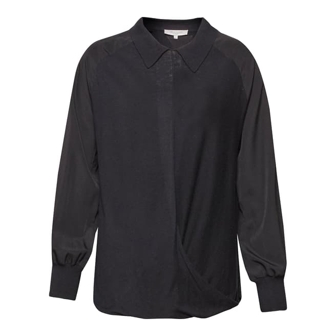 Great Plains Black Newlyn Knitted Drape Shirt