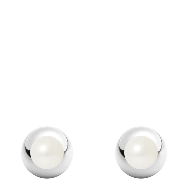 Just Pearl White Double Face Pearl Earrings