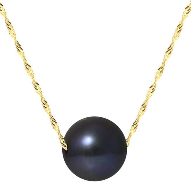 Just Pearl Black/Yellow Gold Pearl Necklace