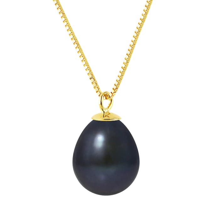 Just Pearl Black Pearl Yellow Gold Necklace