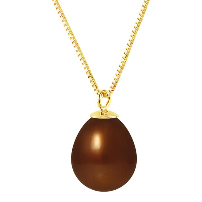 Just Pearl Brown/Gold Pearl Yellow Gold Necklace