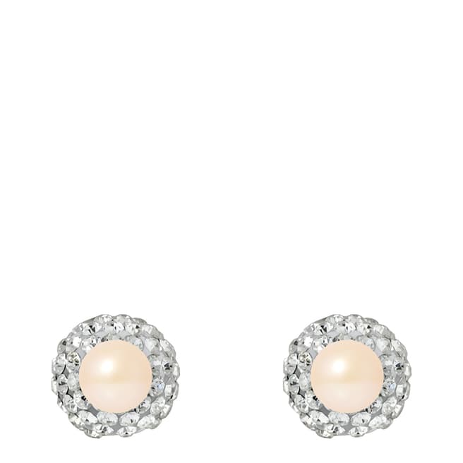Mitzuko Pink Double Face Pearl And Crystal Earrings