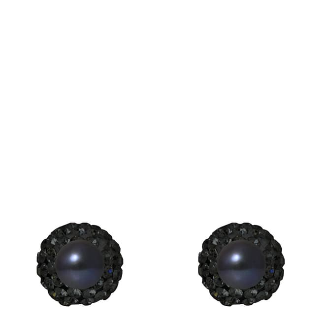 Mitzuko Black Double Face Pearl And Crystal Earrings