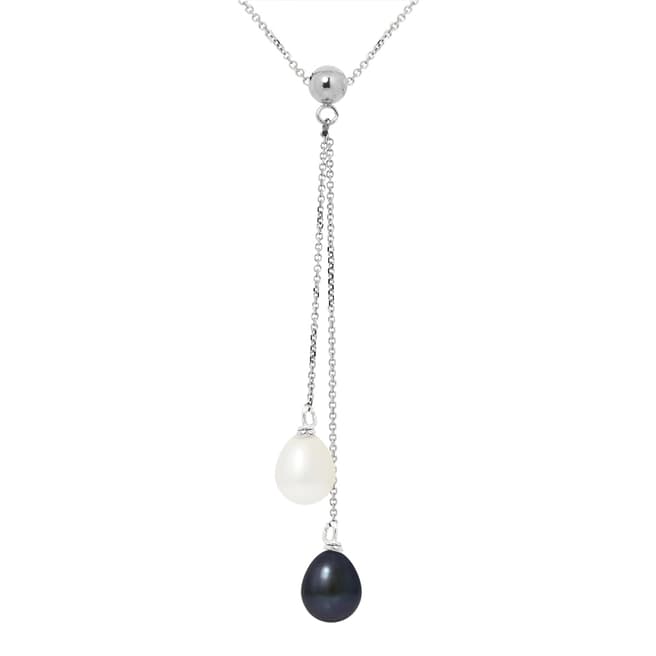 Mitzuko White/Black Double Pearl White Gold Necklace