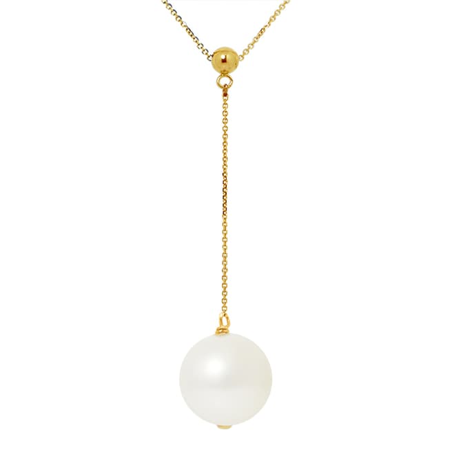 Just Pearl White/Gold Pearl Tie Necklace