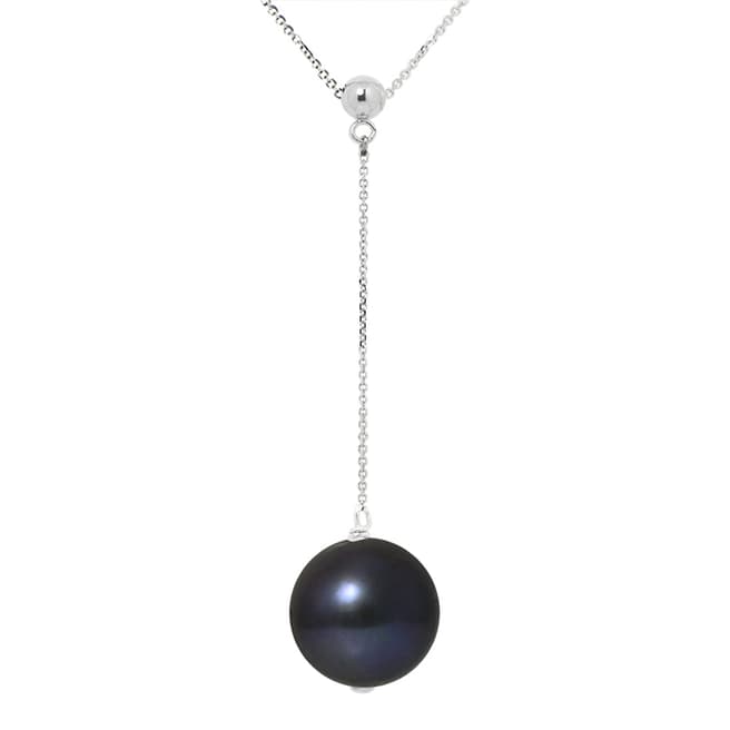 Just Pearl Black Pearl Tie White Gold Necklace