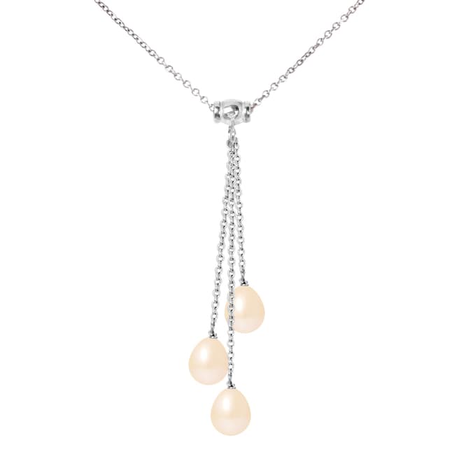 Mitzuko Pink/Silver 3 Pearl Necklace