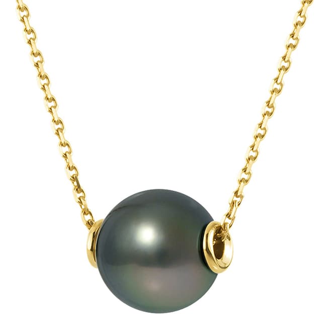 Just Pearl Black Pearl Yellow Gold Necklace