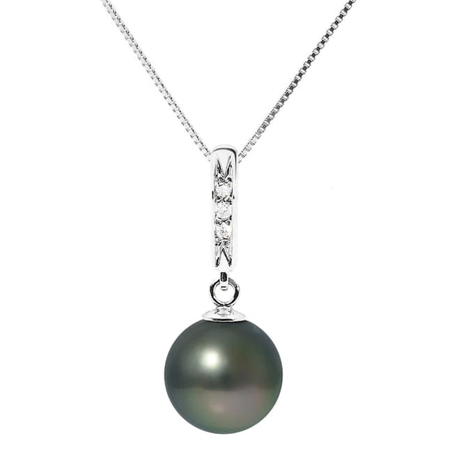 Mitzuko Black Pearl and Diamond White Gold Necklace