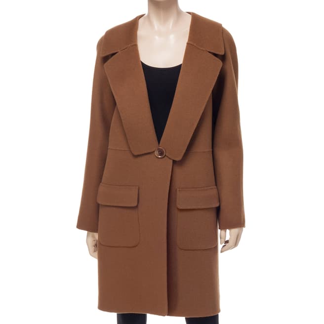 Leon Max Collection Camel Knee Length Wool Coat