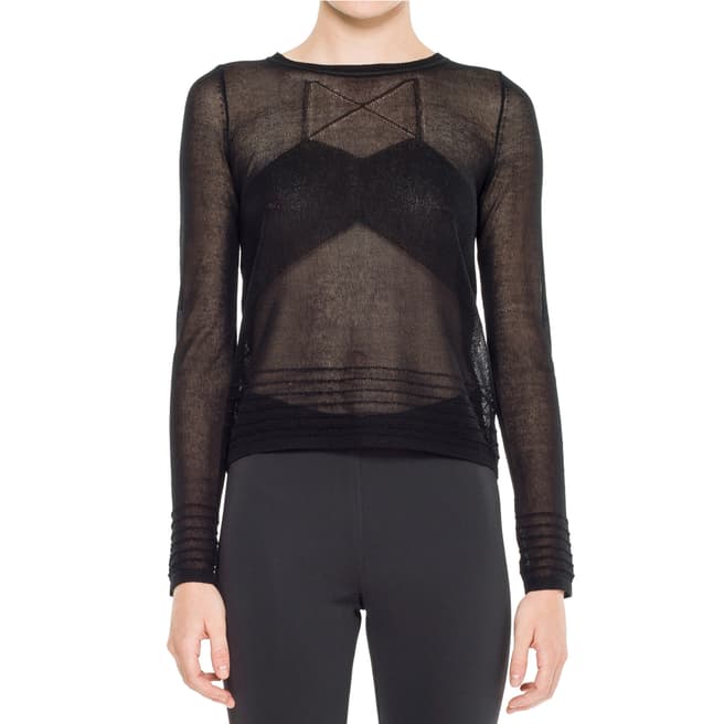 Leon Max Collection Black Sheer Knitted Top