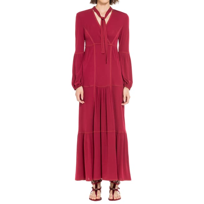 Leon Max Collection Wine Red Tie Neck Dress