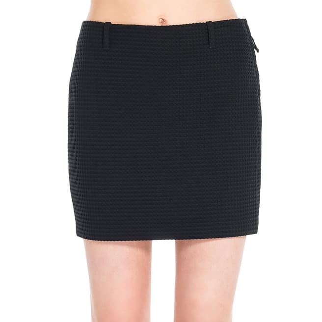 Leon Max Collection Black Cloque Check Cotton Blend Skirt