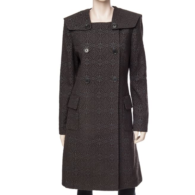 Leon Max Collection Dark Brown Damask Jacquard Coat