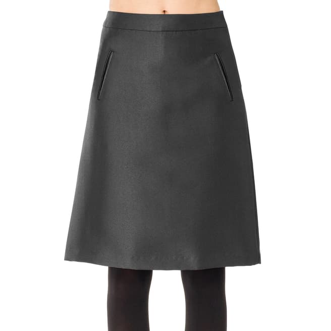 Leon Max Collection Black Heavy Satin Twill A-Line Skirt