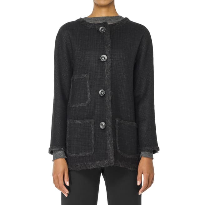 Leon Max Collection Charcoal Shadow Checked Boiled Wool Jacket