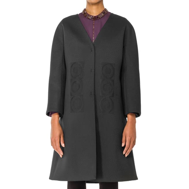 Leon Max Collection Black Embroidered Cocktail Coat