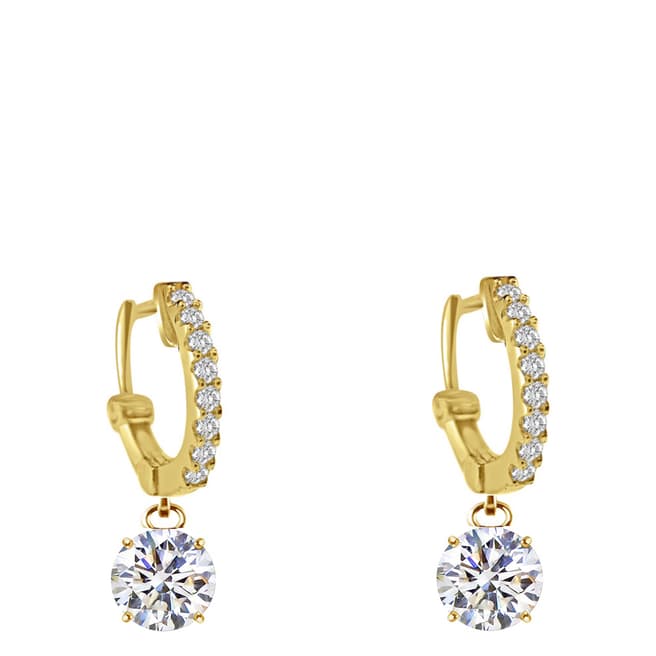 Black Label by Liv Oliver Gold Solitaire Drop Earrings