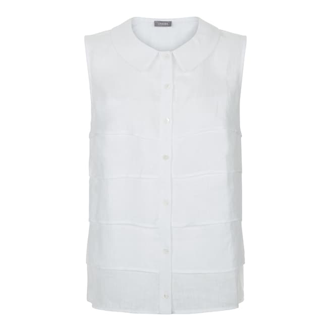 Jaeger White Layered Linen Button Through Shirt