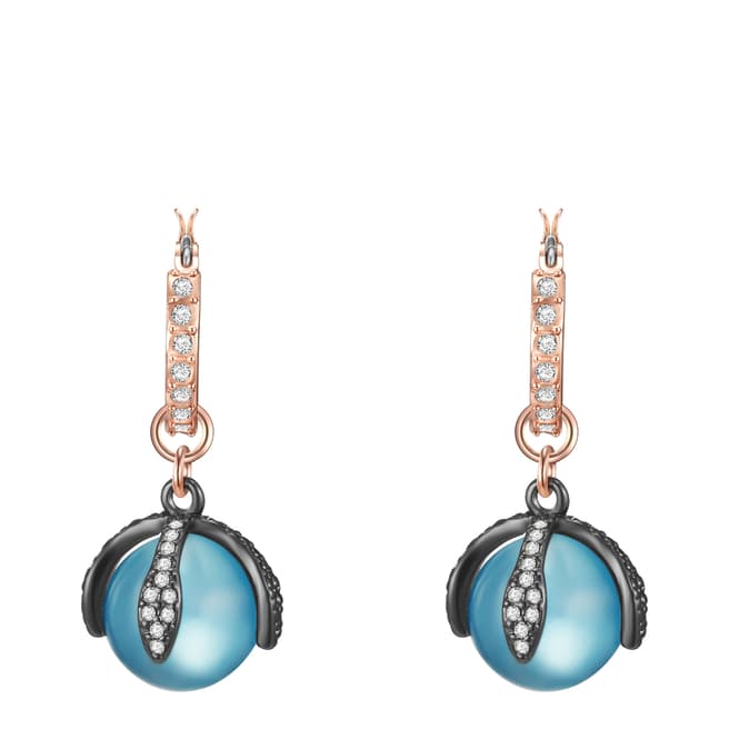 Lilly & Chloe Rosegold/Blue Crystal Elements Swarovski Earrings