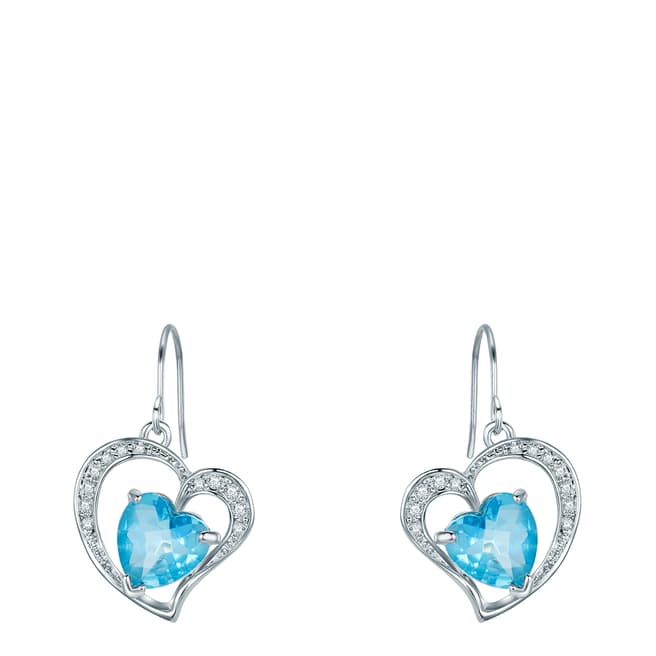 Saint Francis Crystals Silver/Turquoise Crystal Elements Swarovski Heart Earrings