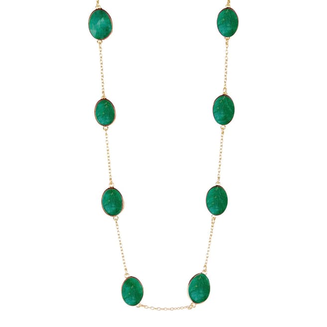 Liv Oliver Gold Plated Emerald Necklace