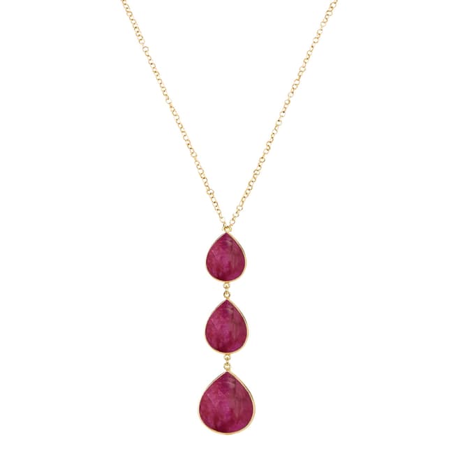 Liv Oliver Gold Plated Ruby Drop Necklace