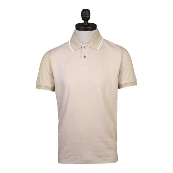 Austin Reed Stone Jacquard Dot Cotton Polo Shirt