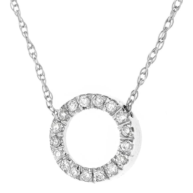 Pretty Solos Silver Diamond Circle Pendant Necklace 0.08Cts
