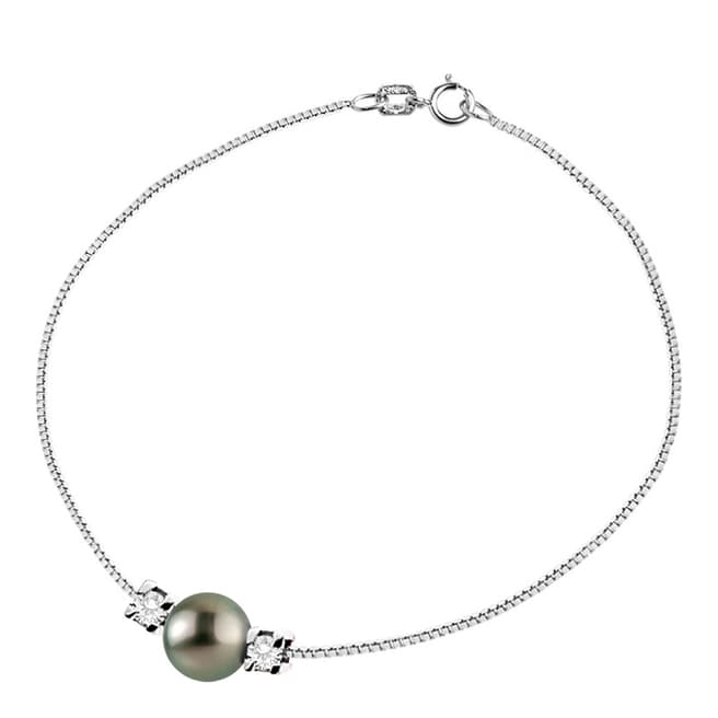 Only You Silver/Tahiti Pearl And Diamond Link Bracelet 0.05 cts