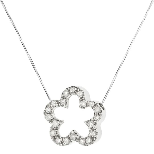 Only You Silver Diamond Flower Pendant Necklace 0.08Cts