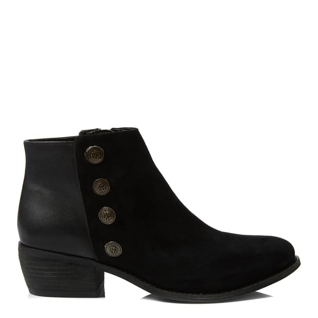 Dune Black Suede/Leather Panella Ankle Boots