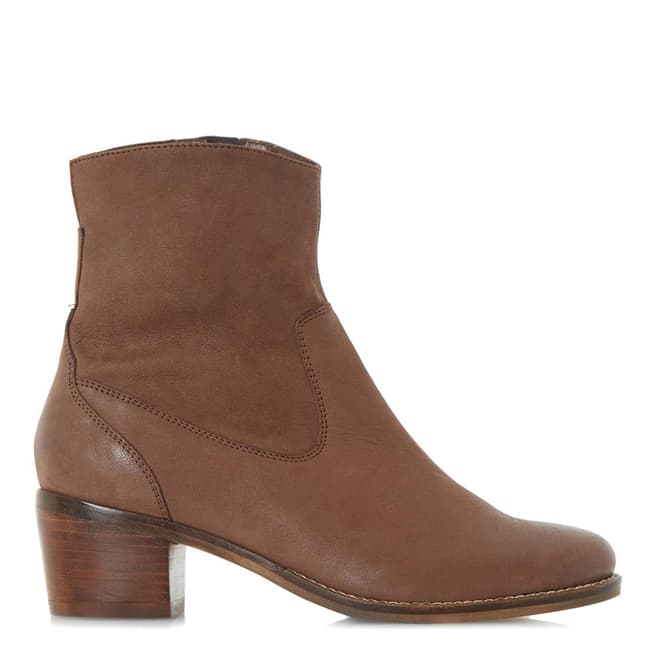 Dune Tan Leather Pocket Ankle Boots
