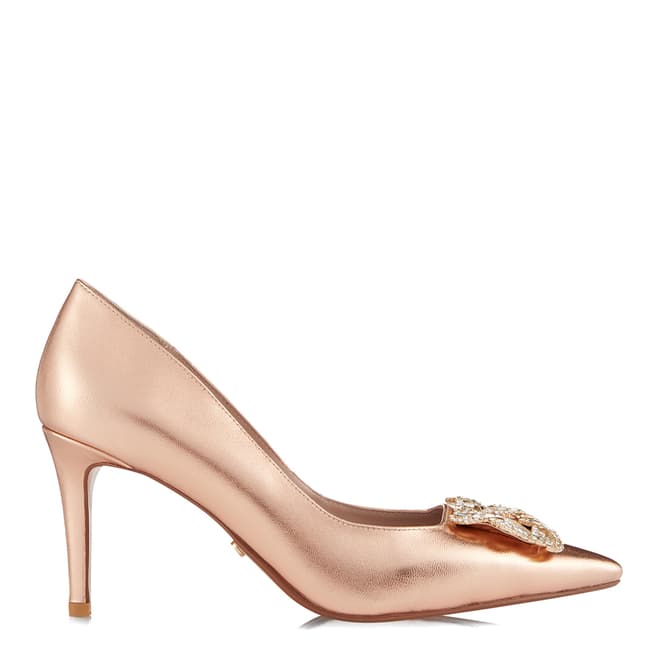 Dune Rose Gold Leather Betti Court Heels