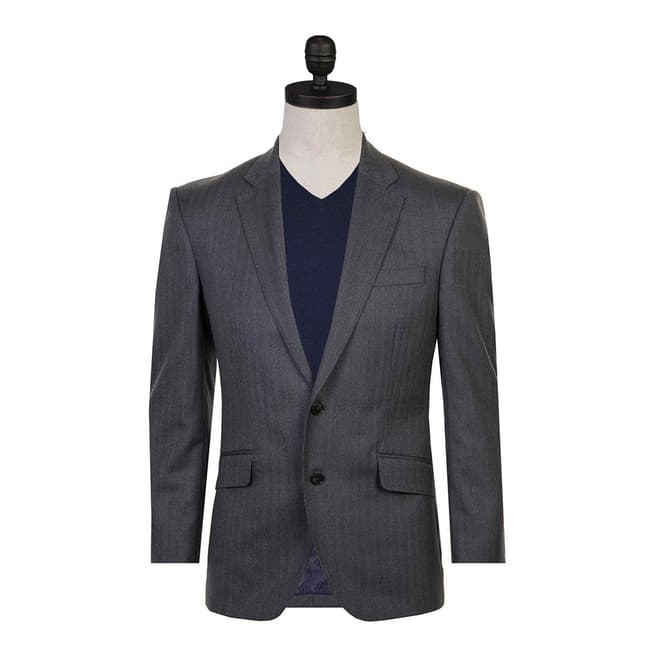 Austin Reed Charcoal Herringbone Tailored Fit Wool Suit Jacket