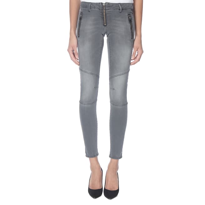 Replay Women's Grey Zip Skinny Stretch Jeans