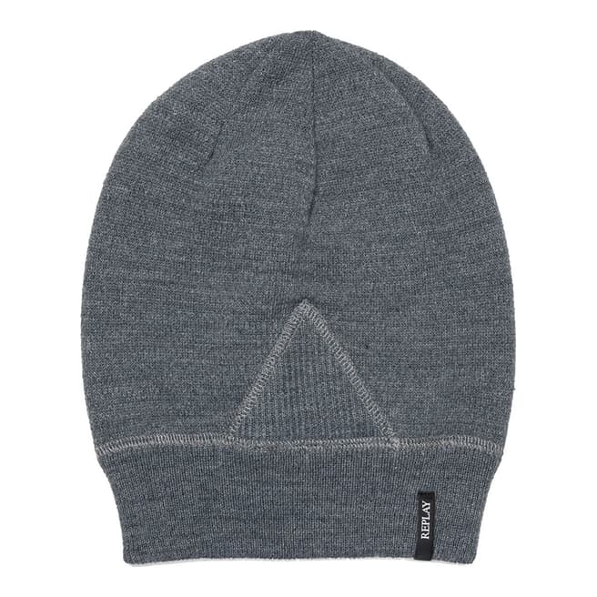 Replay Men's Grey Knitted Wool Blend Beanie