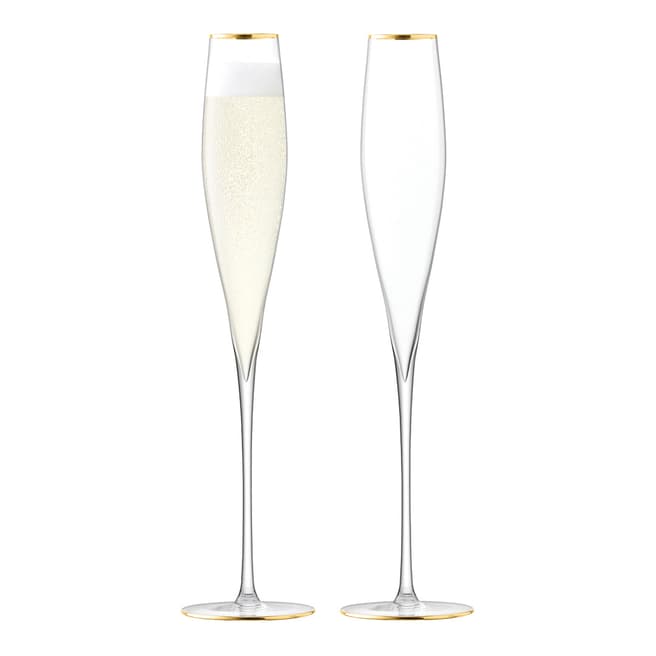 LSA Set of 2 Gold Celebrate Champagne Flutes