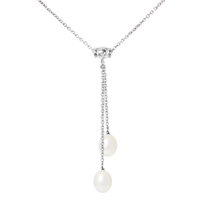 Manufacture Royale Silver Necklace with Natural & Black Freshwater Pearls 8-9 mm Length 42 cm