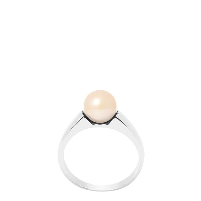 Perlinea Pearls Silver Solid Ring Solid with Natural Pink Freshwater Pearl 7-8 mm