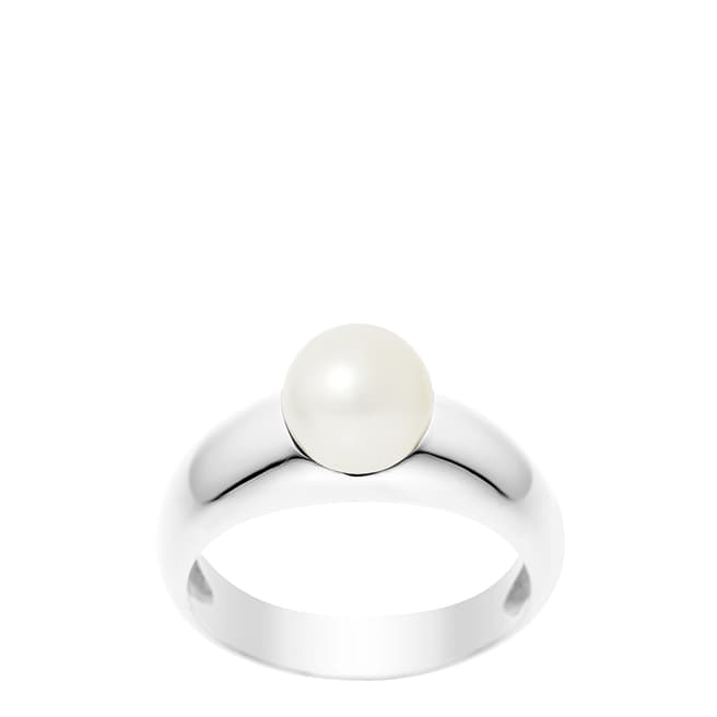 Manufacture Royale Silver Solid Ring with Natural Freshwater Pearl 7-8 mm